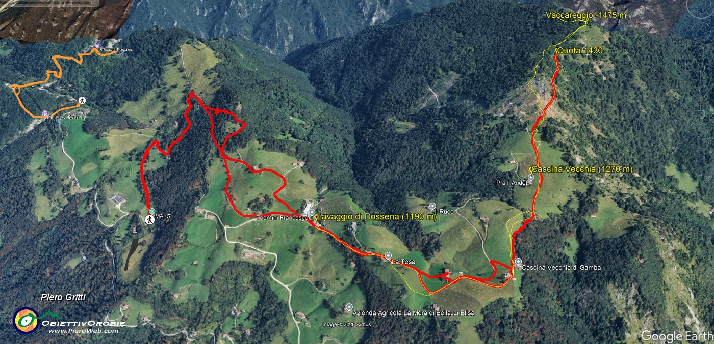 03 Percorso da MALG di Dossena alla quota 1430 m del Vaccareggio.JPG